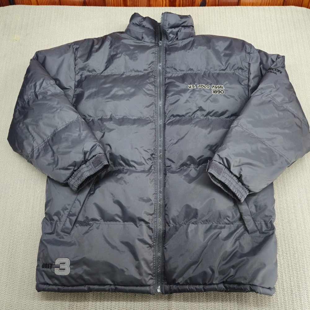 US Polo Assn Puffer Jacket Coat Mens Extra Large Gray Fleece Lined‎ Hip Hop